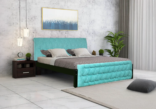 Eden Upholstered Double Bed & Mattress Combo (Turquoise)